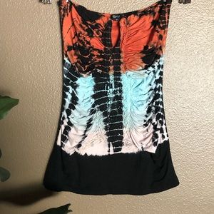 Sky Tie Dye Strapless Top MEDIUM